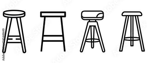 Minimalist Bar Stool Icon Set - Modern and Stylish Designs