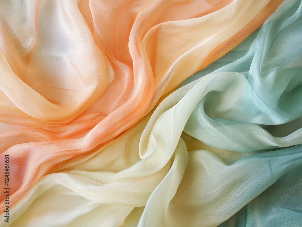 Fototapeta premium Layers of soft pastel silk blending seamlessly together.