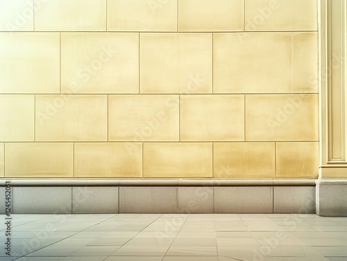 Golden wall paneling with a sleek  elegant finish.