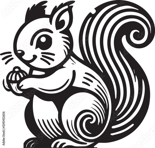 Squirrel vector in black and white