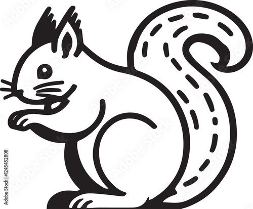 Squirrel vector in black and white