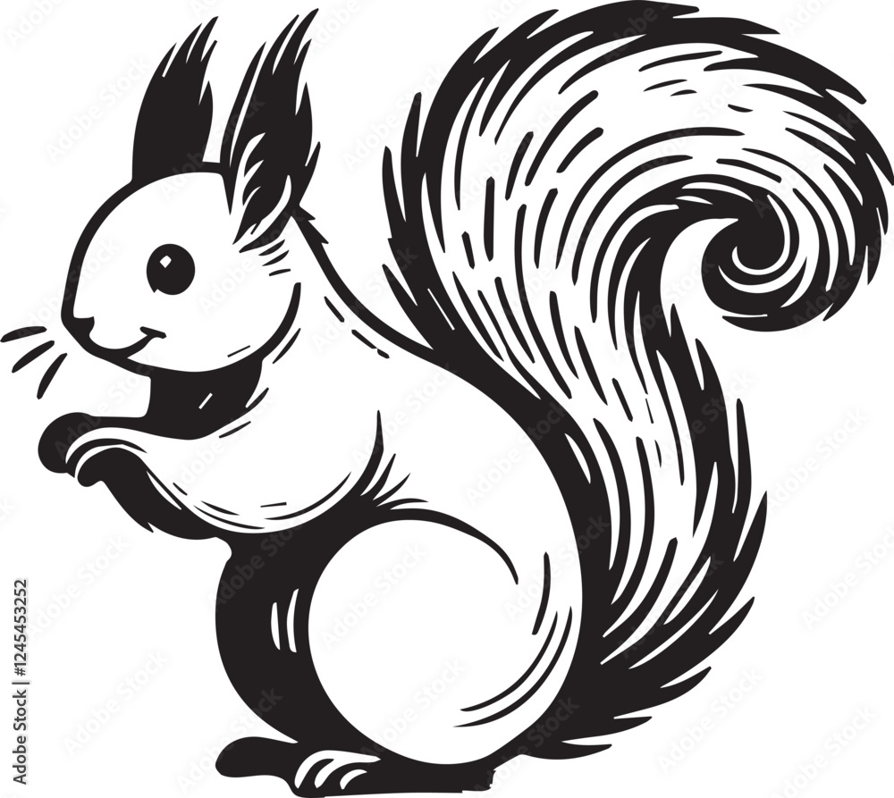 Squirrel vector in black and white Squirrel vector in black and white