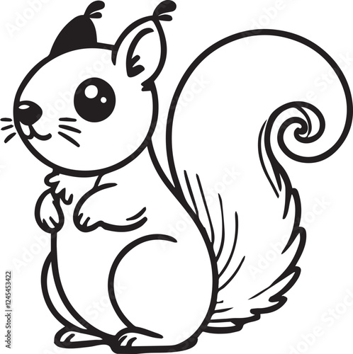 Squirrel vector in black and white