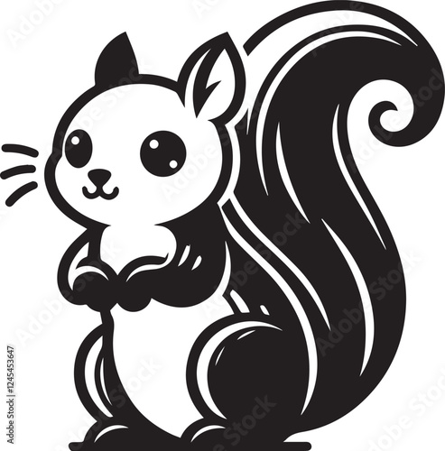 Squirrel vector in black and white