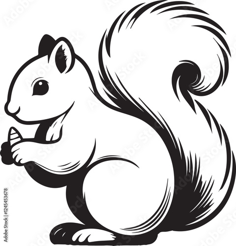 Squirrel vector in black and white