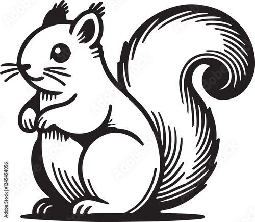 Squirrel vector in black and white