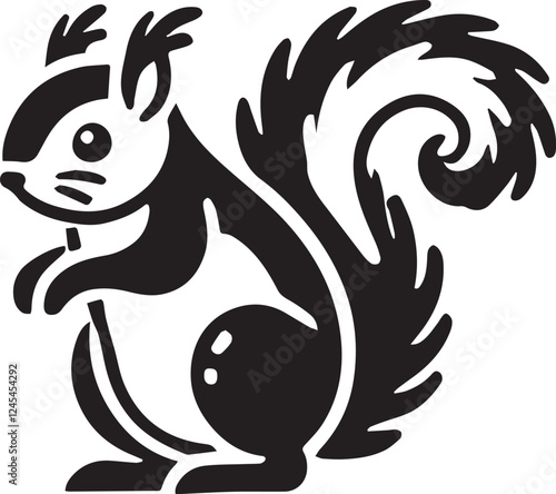 Squirrel vector in black and white