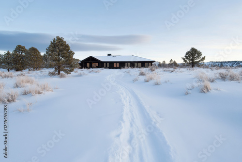 Wallpaper Mural A house is in the snow with a path leading to it Torontodigital.ca