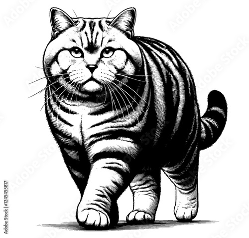 Beautiful cat in full-body, vector sketch, SVG, isolated on white background	