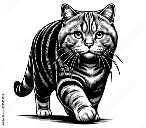 Beautiful cat in full-body, vector sketch, SVG, isolated on white background	