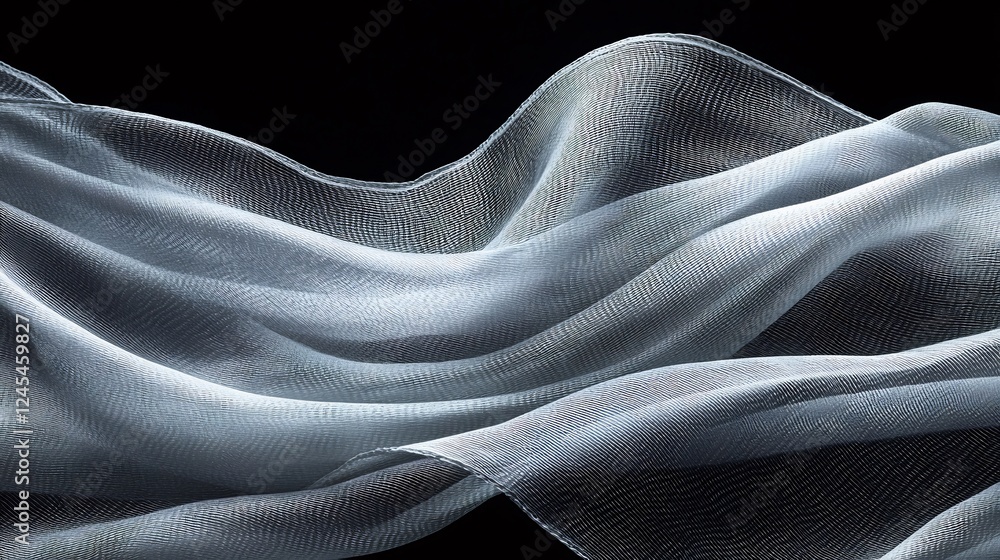 Naklejka premium Elegant Blue Fabric Draped Softly Dark Background. AI Generated