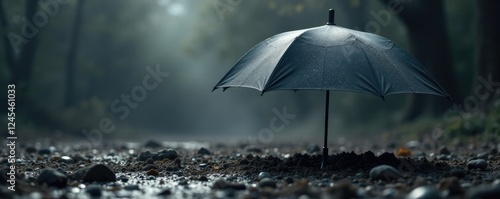 Wallpaper Mural Dark grey umbrella slowly disappears into dust, debris, shadows, downfall Torontodigital.ca