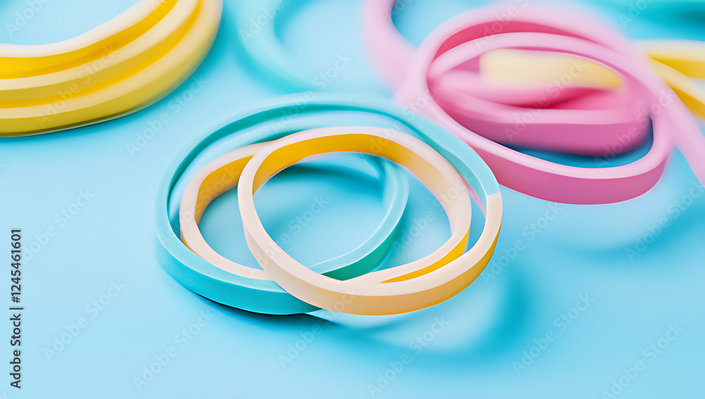Fototapeta premium colorful rubber bands on blue background