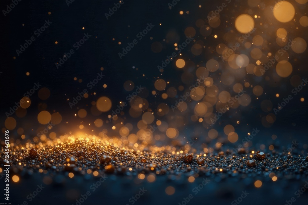 Obraz premium Dark abstract background with shimmering gold glitter and light, light, background, shine