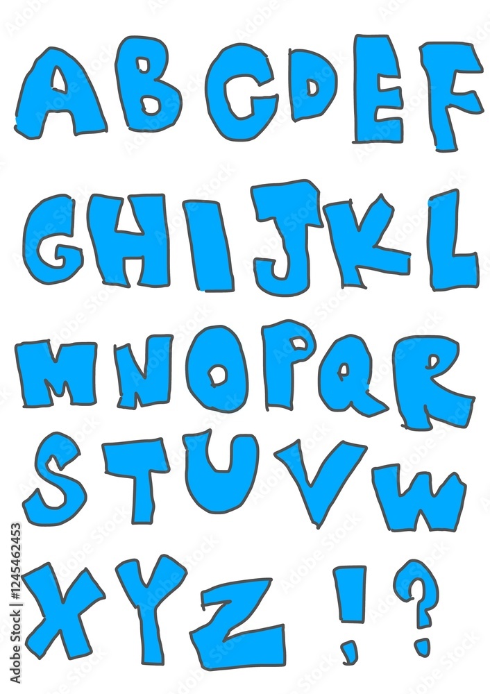 Hand-drawn pop-cute alphabet illustration. Hand-drawn pop-cute alphabet illustration.