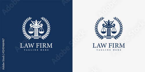 Law King Firm Symbol Logo with Scales of Justice