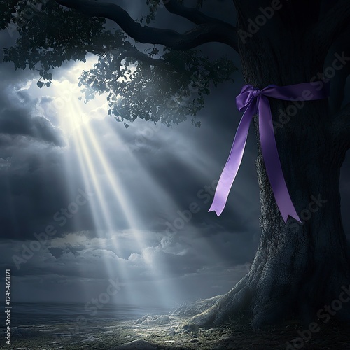 Motivational Scene of Light Breaking Through Darkness, World Cancer Day