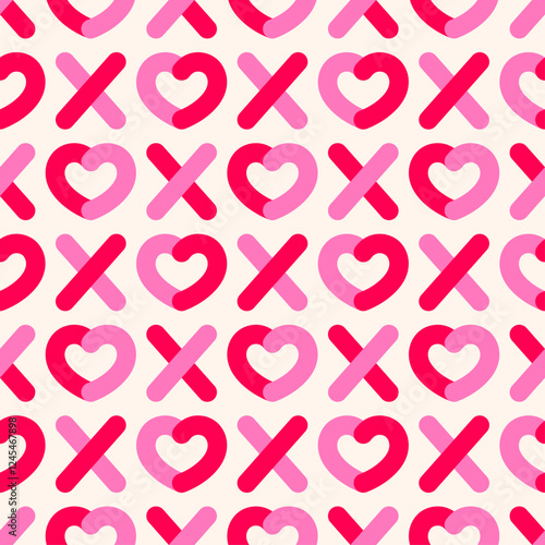 Word "XOXO" typography seamless pattern background design for valentine’s day.