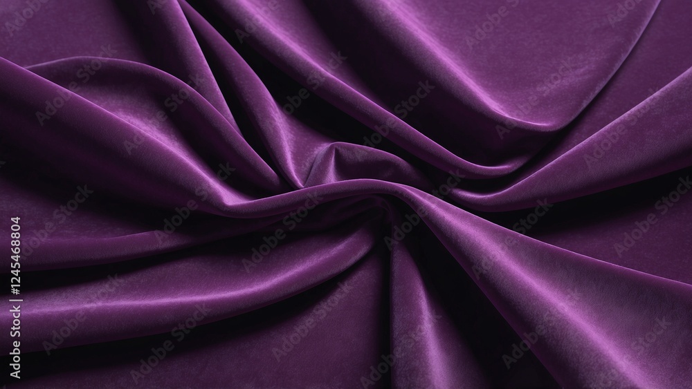 Fototapeta premium Purple velvet fabric texture, smooth and shiny, luxury background, copy space