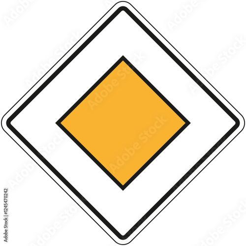 yellow square road sign indicating priority road on white background, symbolizing right-of-way and traffic regulations