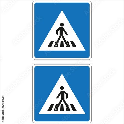 Pedestrian crossing street sign indicating safe area to cross road, promoting road safety and pedestrian awareness