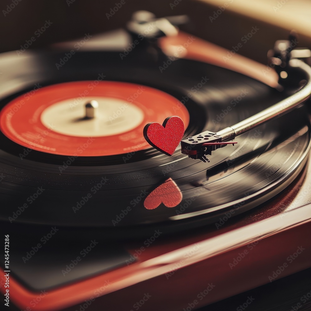 custom made wallpaper toronto digitalTurntable with heart design on vinyl record player in a music studio setting