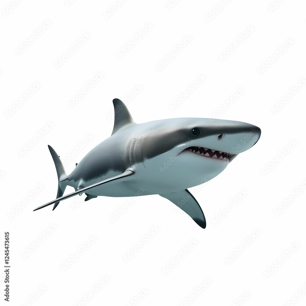 Fototapeta premium Shark in the sea isolated on the white background