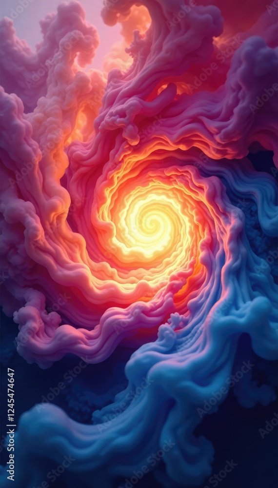 Obraz premium Smoke and light create a swirling vortex of colors, whirlpool, abstract