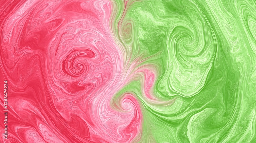Vibrant pink and green abstract swirl with fluid marble texture Vibrant pink and green abstract swirl with fluid marble texture