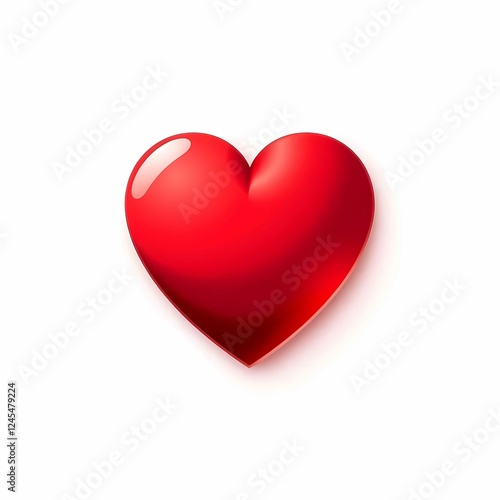 Shiny red heart illustration representing passion, care, and connection. Ideal for greeting cards and romantic occasions photo