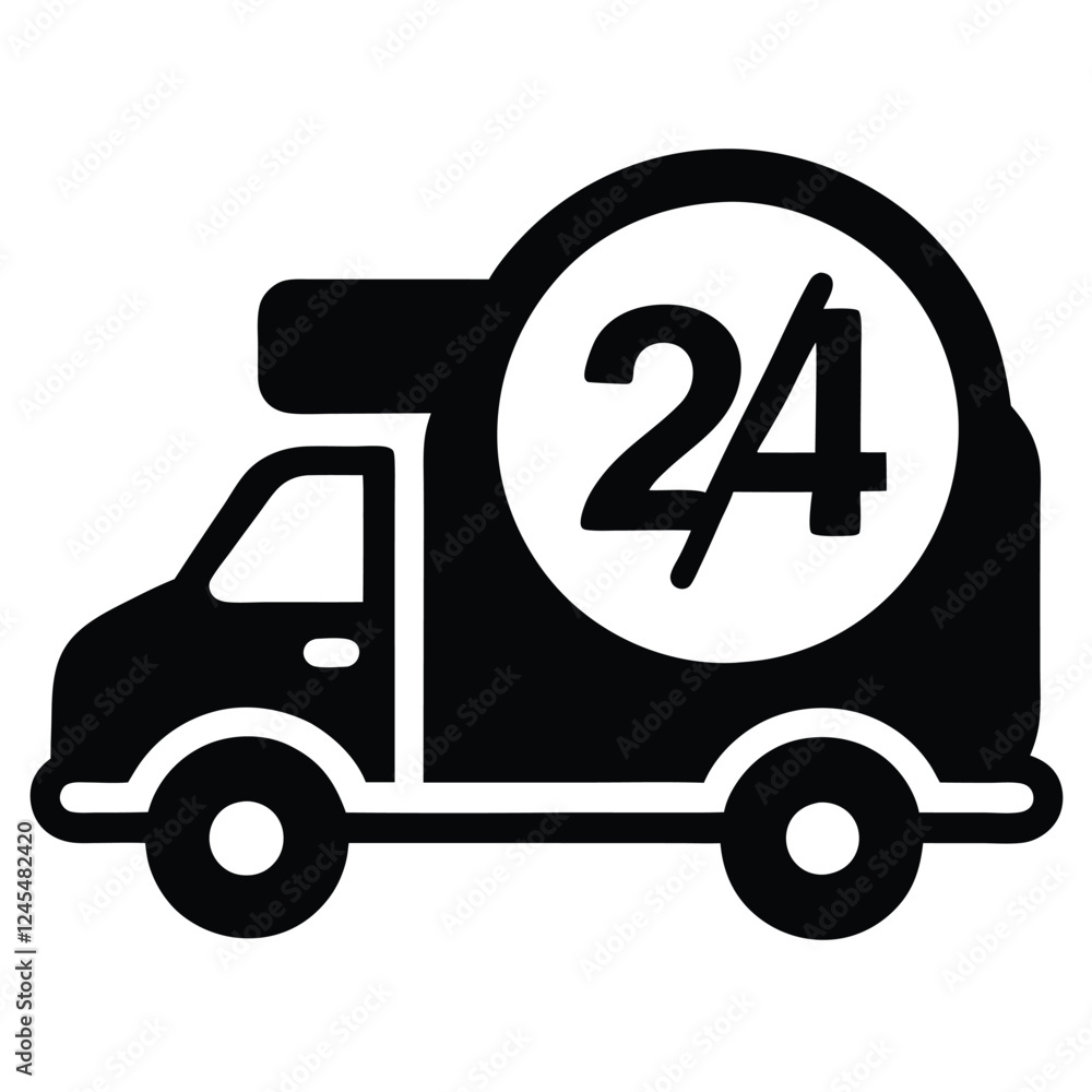 silhouette vector
illustration of A R24/7 Delivery icon on white background silhouette vector
illustration of A R24/7 Delivery icon on white background