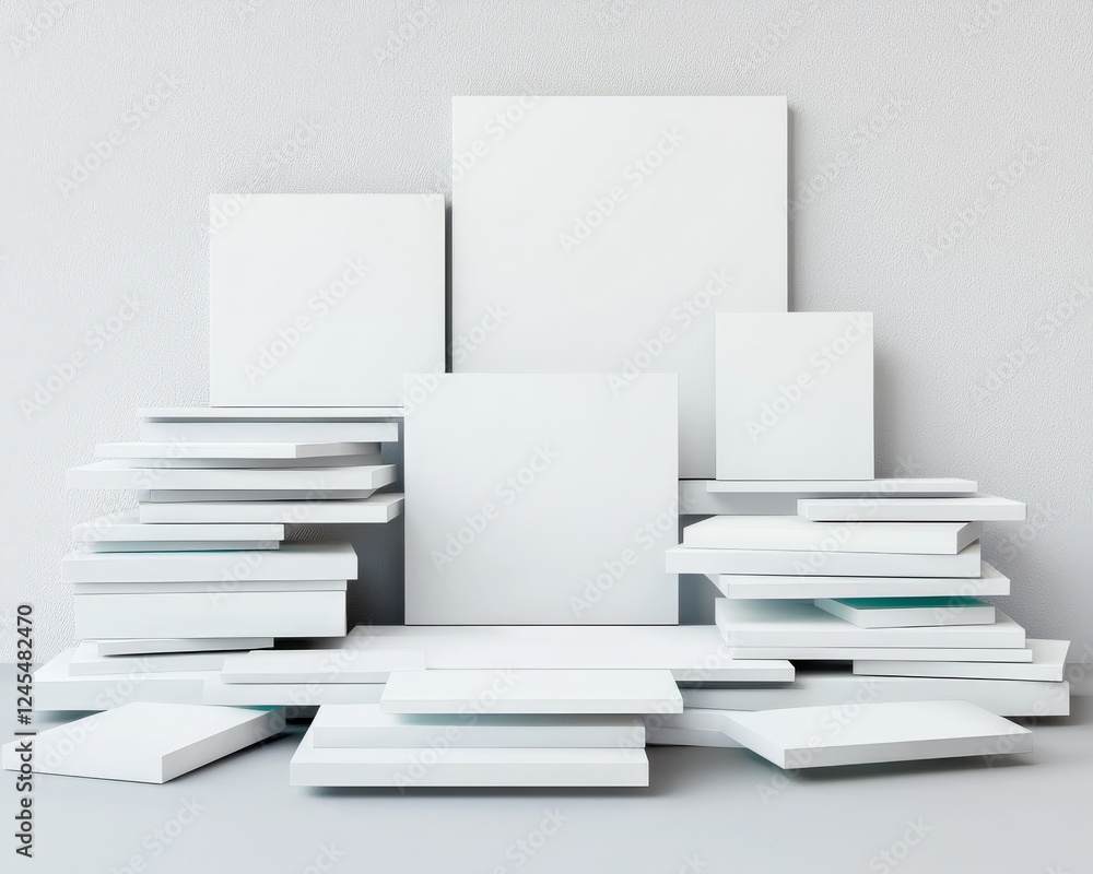 Neutral-toned interiors with blank frames as a focus. Neutral-toned interiors with blank frames as a focus.