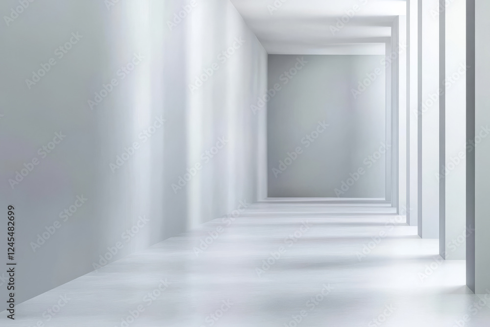 Minimalist interior design with white walls and tranquility in a spacious hallway Minimalist interior design with white walls and tranquility in a spacious hallway