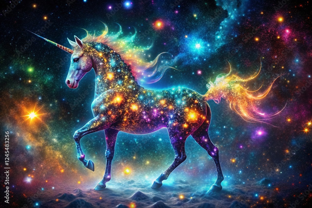 Cosmic Unicorn Nebula: Macro Night Sky Starfield Astrophotography Cosmic Unicorn Nebula: Macro Night Sky Starfield Astrophotography