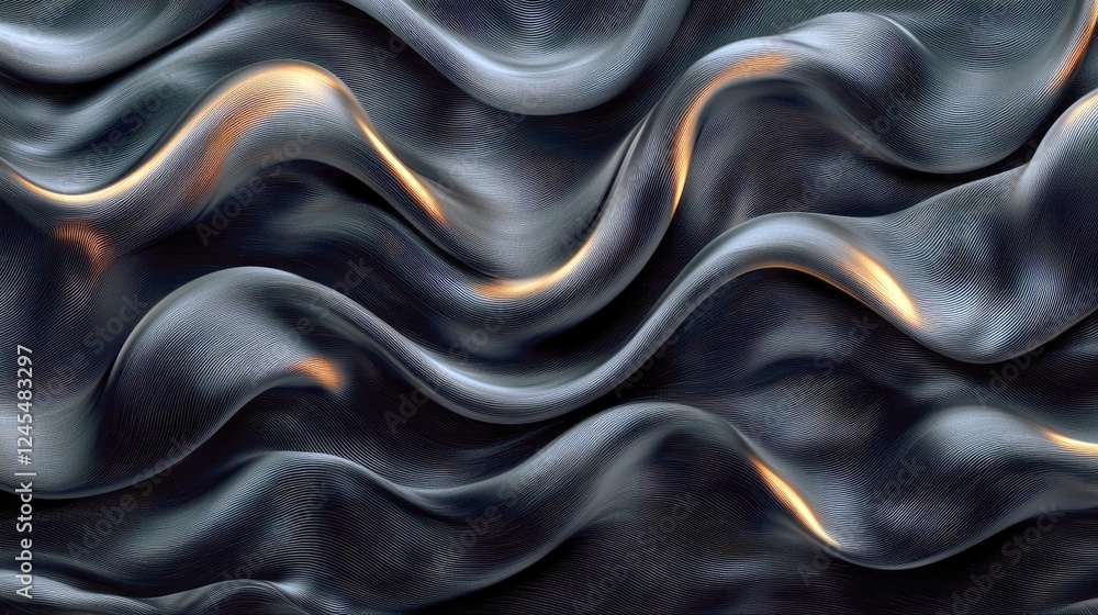 Obraz premium Dark Abstract Metal Waves: Elegant, Luxury Background Texture. Perfect for Modern Designs and Digital Art Projects.