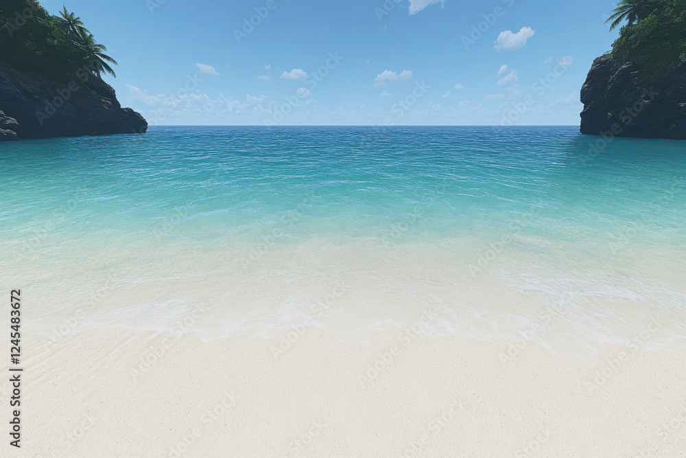 Fototapeta premium A beautiful beach with a calm ocean