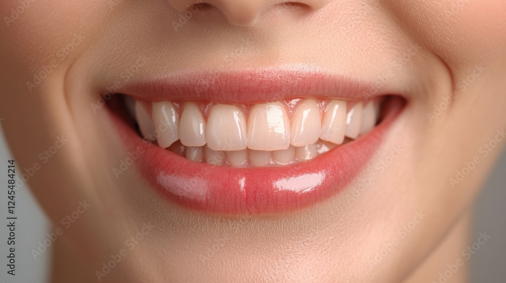 Obraz premium Woman showing inflamed gum on grey background, closeup