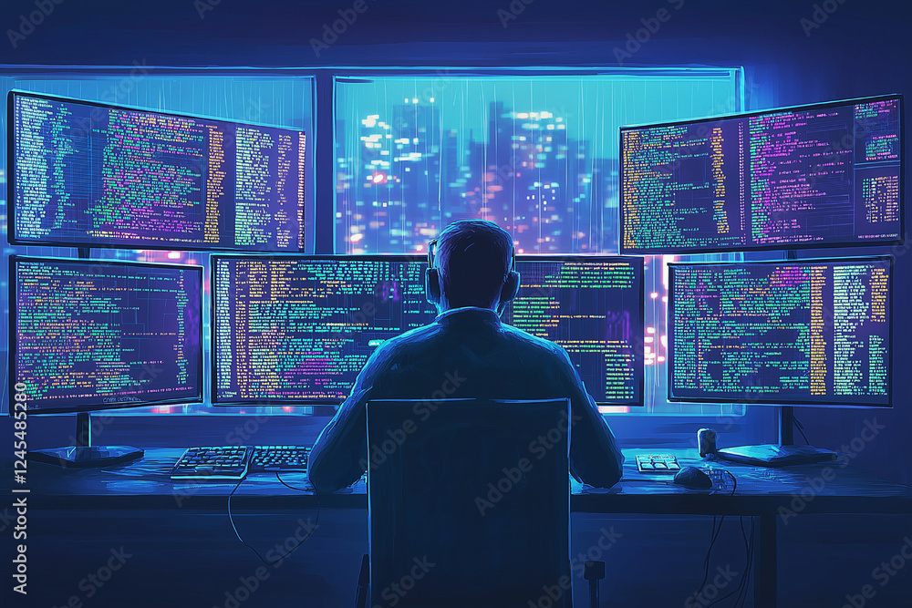 Night Coder: Immersed in Lines of Code Night Coder: Immersed in Lines of Code