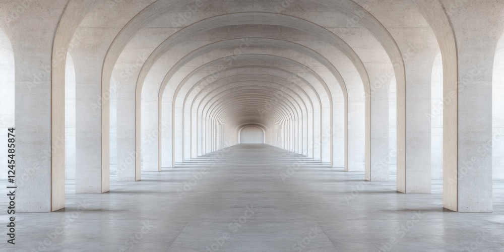 Minimalist Architectural Design Concrete Arched Tunnel in Modern Parking Facility - Secure Storage Infrastructure and Commercial Logistics Solution Minimalist Architectural Design Concrete Arched Tunnel in Modern Parking Facility - Secure Storage Infrastructure and Commercial Logistics Solution
