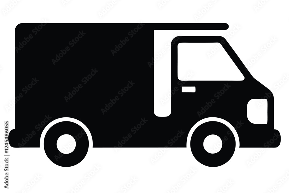 Fototapeta premium silhouette vector illustration of A Delivery Truck icon on white background