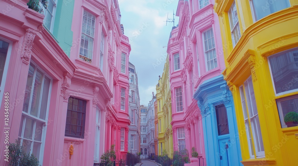 Fototapeta premium Colorful houses on a street in London.