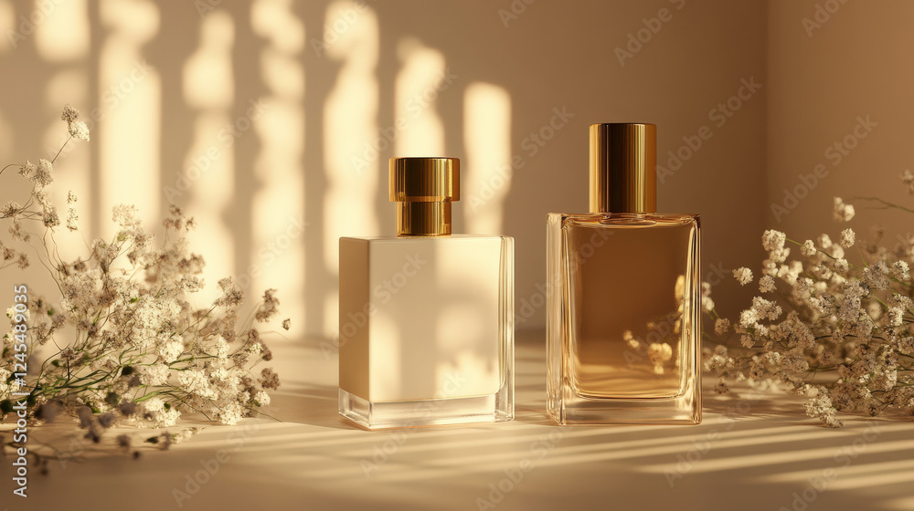 The bottles of various cosmetics on the table The bottles of various cosmetics on the table
