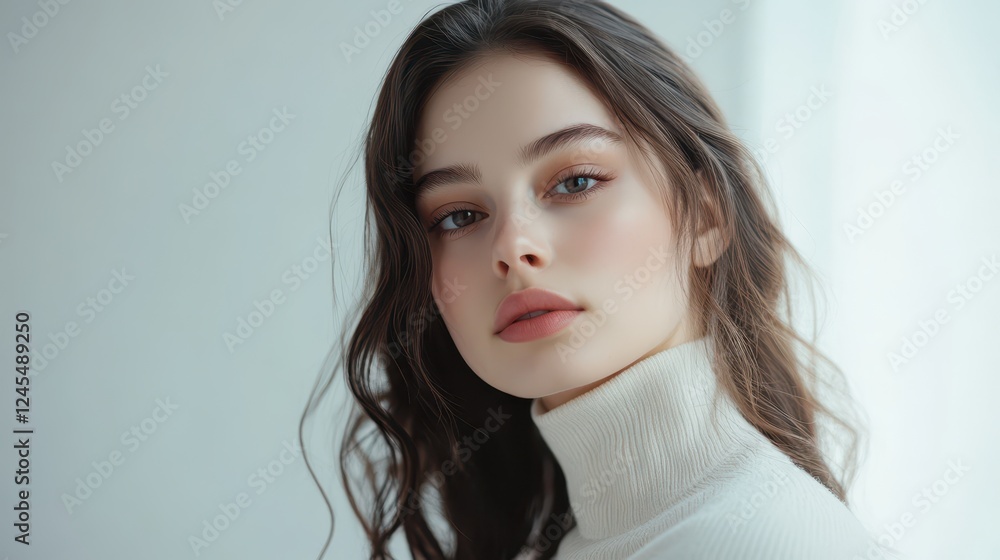 Portrait of young beautiful woman with perfect smooth skin isolated over white background. Facebuilding. Concept of natural beauty, plastic surgery, cosmetology, cosmetics, skin care Portrait of young beautiful woman with perfect smooth skin isolated over white background. Facebuilding. Concept of natural beauty, plastic surgery, cosmetology, cosmetics, skin care