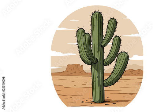 Desert Cactus vector and illustration, hand drawn style white background