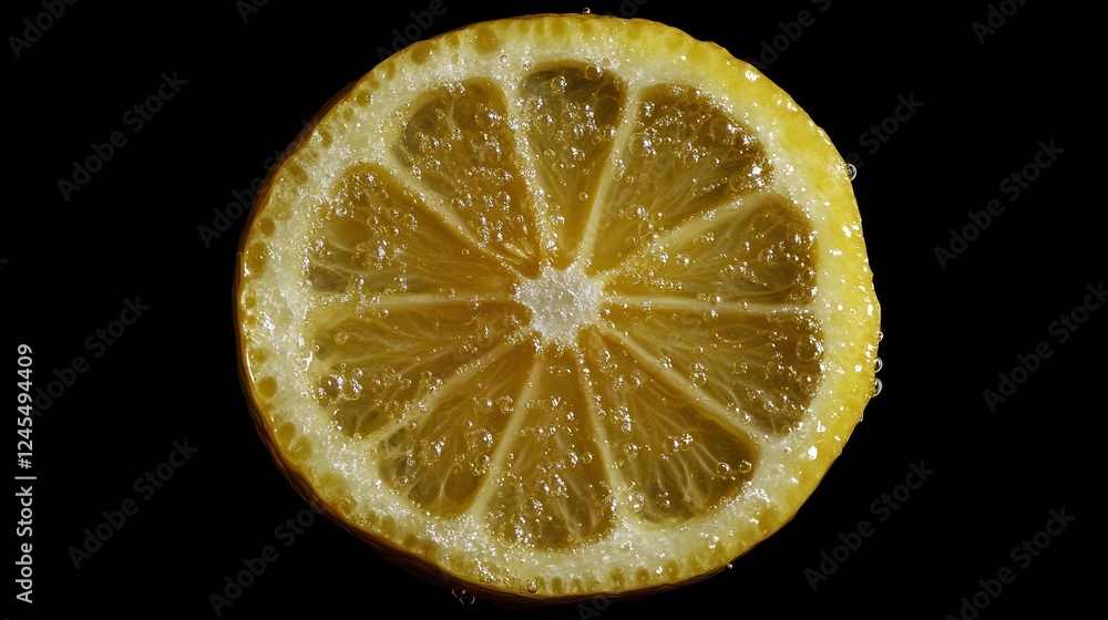Lemon slice drop in fizzy sparkling water, juice refreshment Lemon slice drop in fizzy sparkling water, juice refreshment