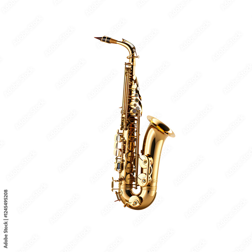 Naklejka premium Sleek Saxophone with Polished Brass