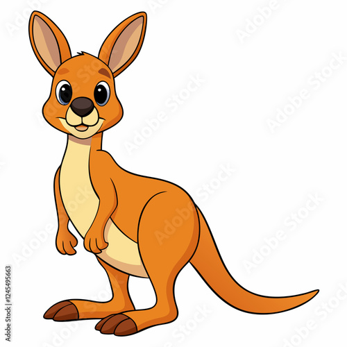 Realistic Cute Standing Kangaroo Vector on White Background