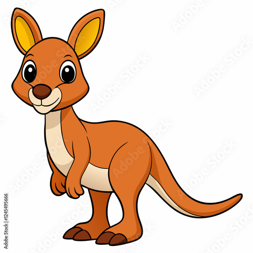 Realistic Cute Standing Kangaroo Vector on White Background