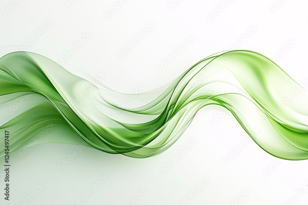 Obraz premium Abstract Green Waves Flowing Gracefully Across White Background