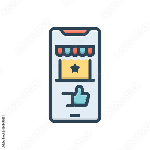 Color illustration icon for review